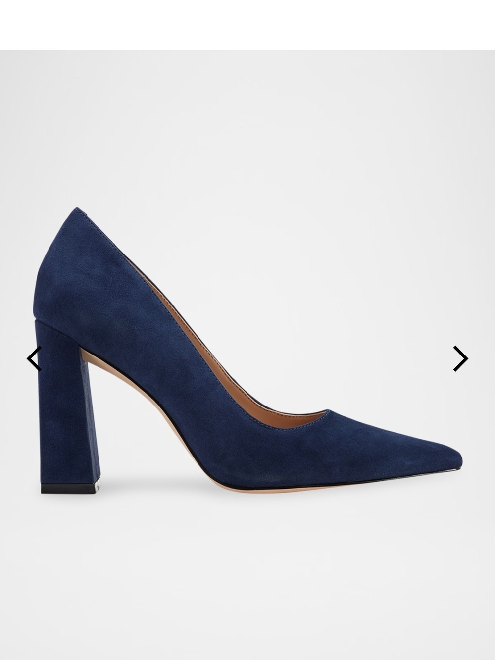 Classic Pointed-Toe Marc Fisher Minny Navy Suede Block Heel Pumps